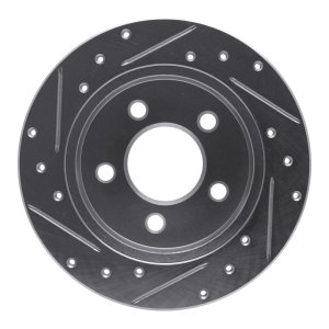 Ford Mustang Brake Rotor (1) - Rear Right - R1 Concepts - Drilled & Slotted - Silver - `94-`04